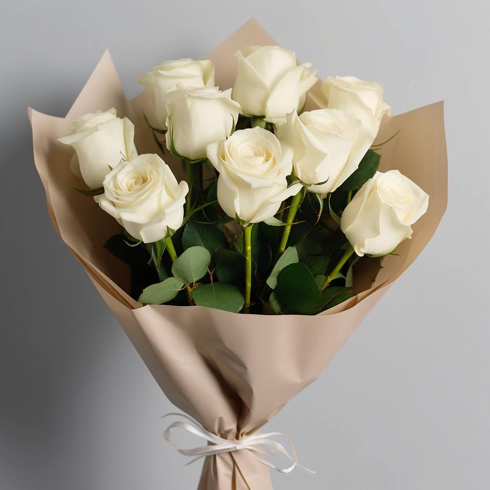 Букет 9 Белых роз Эдлесс Лав в Балково