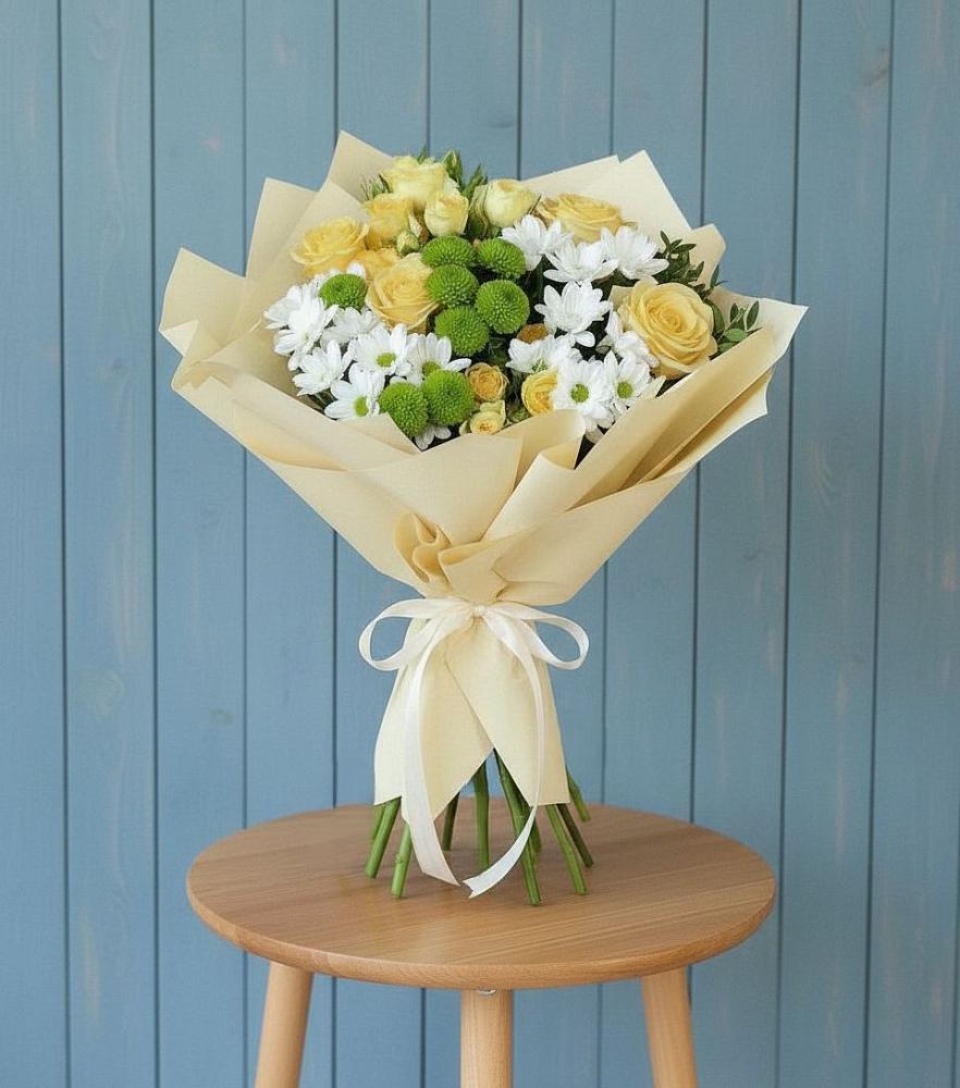 Букет цветов из: Хризантемы и Розы в Балково
