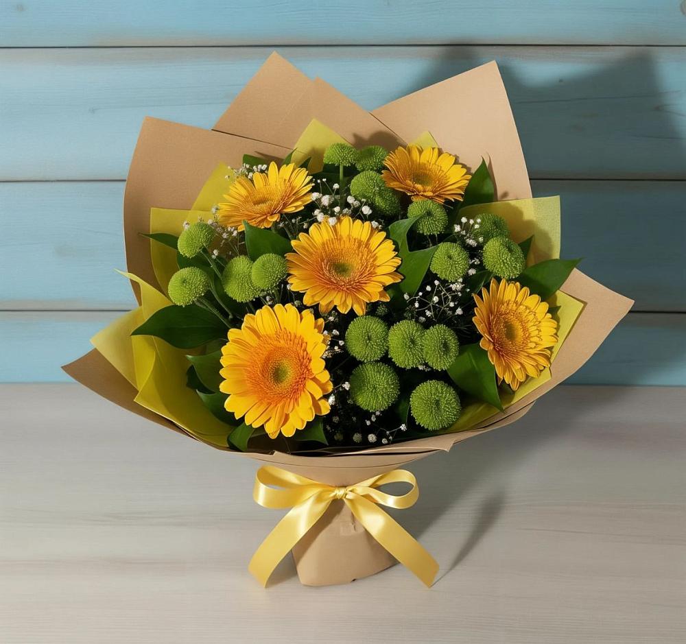 Букет цветов из: Герберы и Хризантемы в Балково
