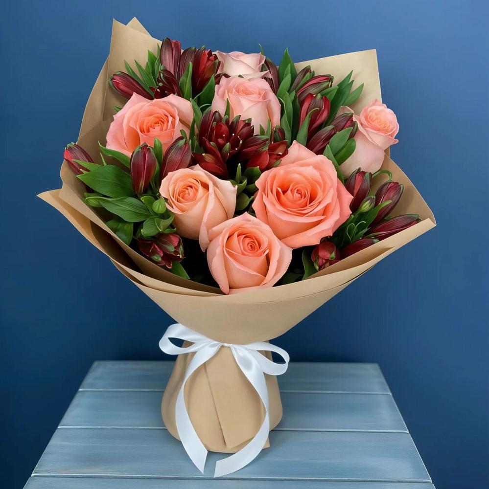 Букет цветов из: Розы и Альстромерии в Балково