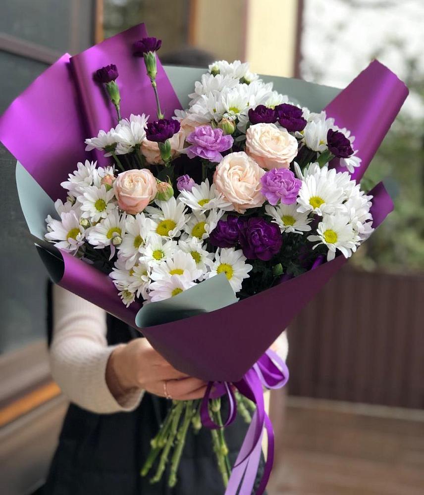 Букет цветов из: Хризантемы, Гвоздики и Розы в Балково