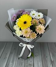 Букет цветов из:  Розы, Герберы и Хризантемы в Балково