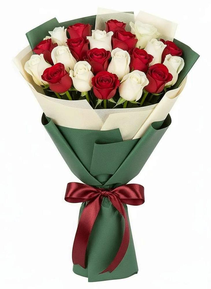 Букет Микс из красных и белых роз в Балково