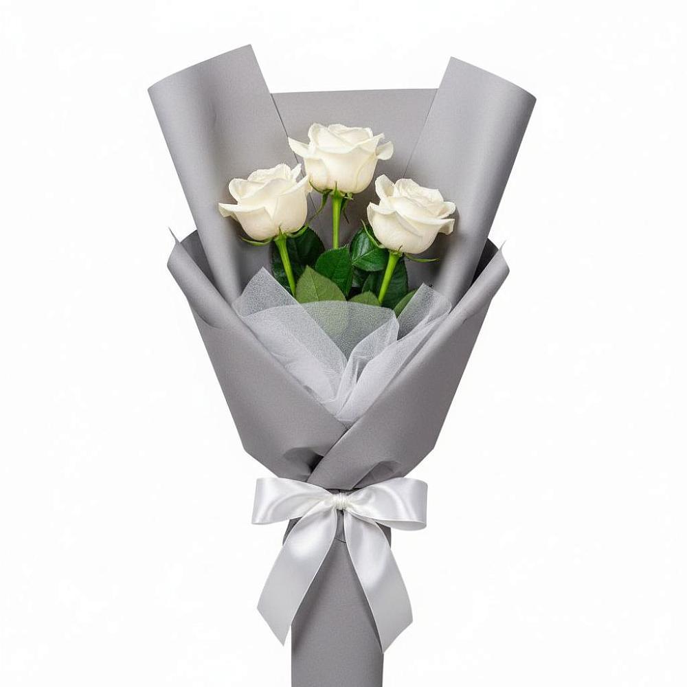 Букет 3 белые розы в Балково