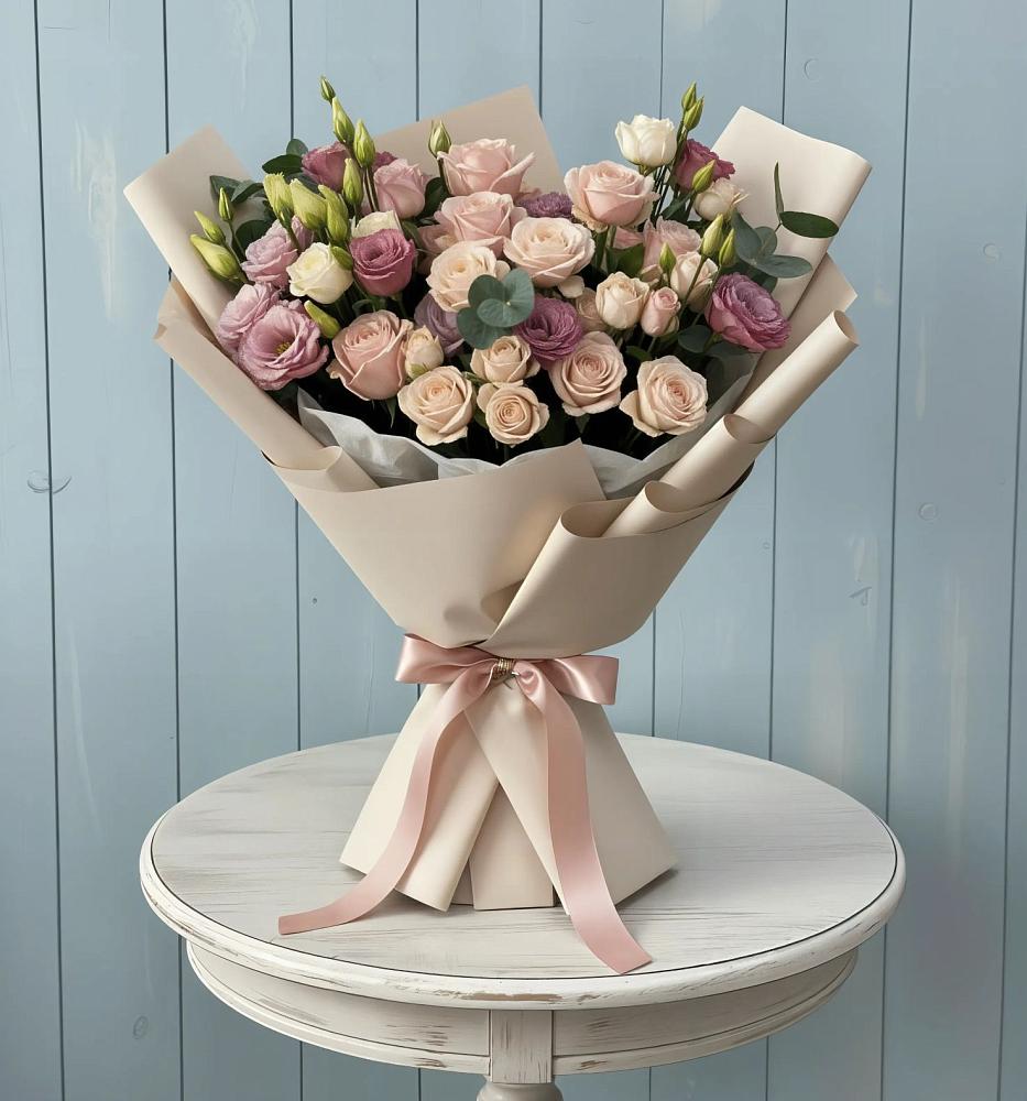 Букет цветов из: Розы и Лизиантусы в Балково