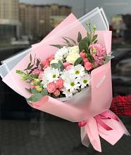 Букет цветов из:  Розы, Лизиантусы и Хризантемы в Балково