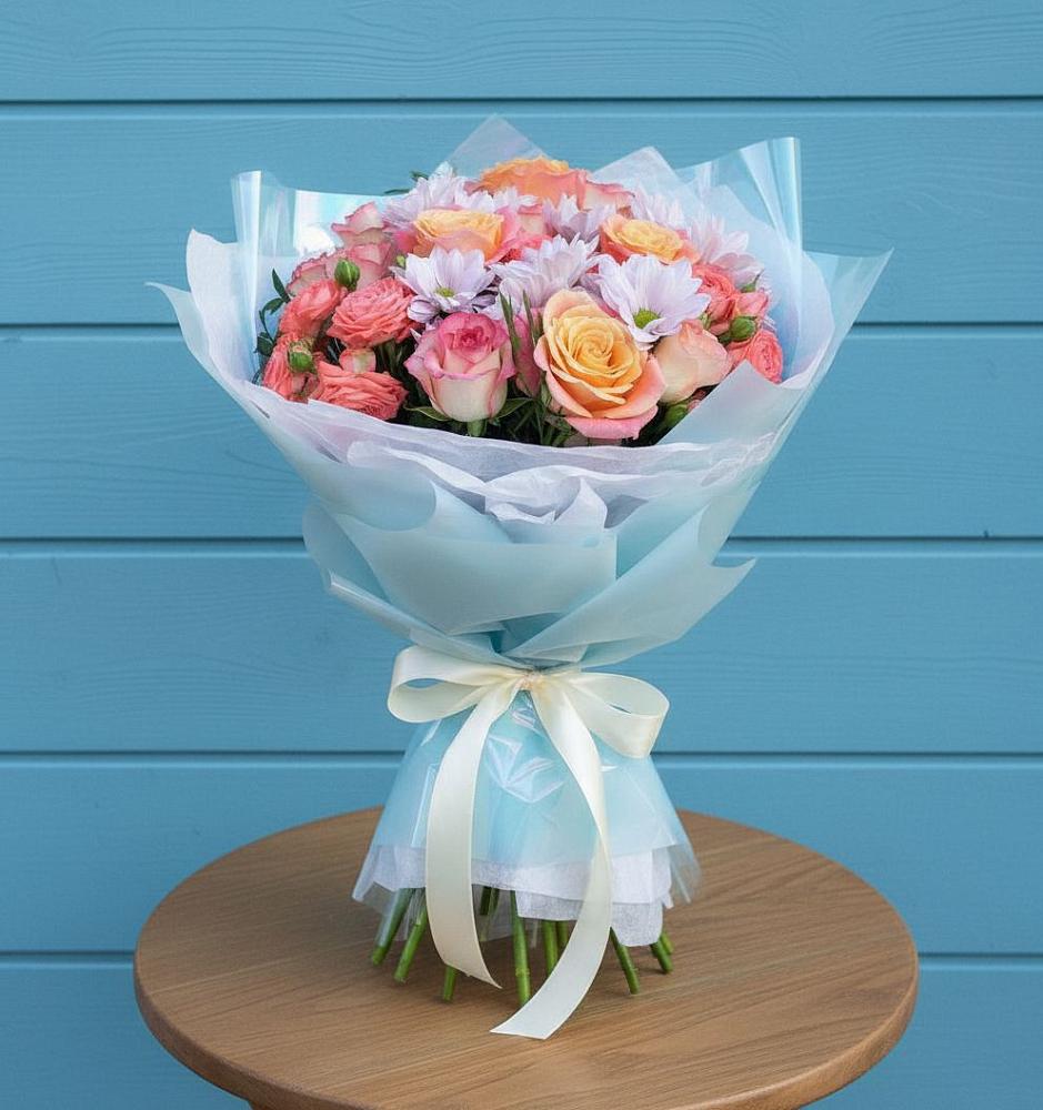 Букет цветов из: Хризантемы и Розы в Балково