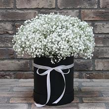 Цветочная композиция из Гипсофила в шляпной коробке в Балково