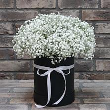 Цветочная композиция из Гипсофила в шляпной коробке в Балково
