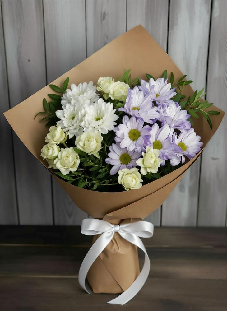 Букет цветов из: Хризантемы и Розы в Балково