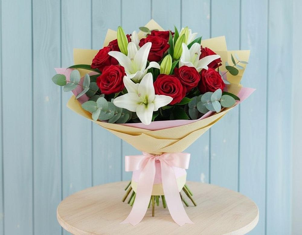 Букет цветов из: Лилии и Розы в Балково